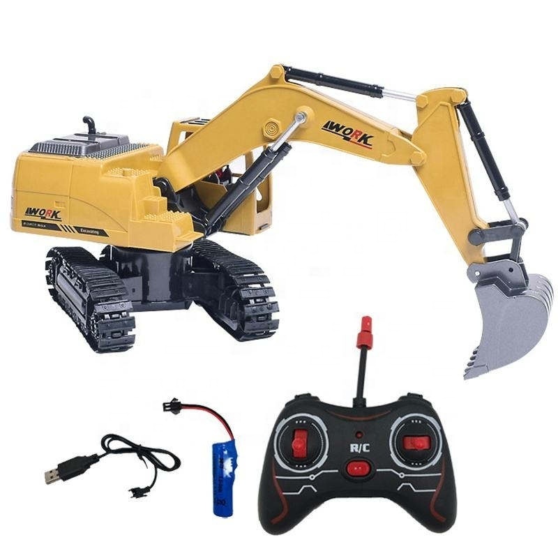 Samtoy 1:24 6CH Electric Alloy Intelligent Truck RC Construction Vehicle RC Toy Remote Control Excavator for Kids