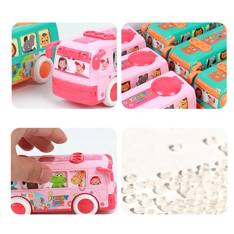 Samtoy Kids 3PCS Plastic Cartoon Cute Bus Friction Power Pull Back Small Toy Car for Children