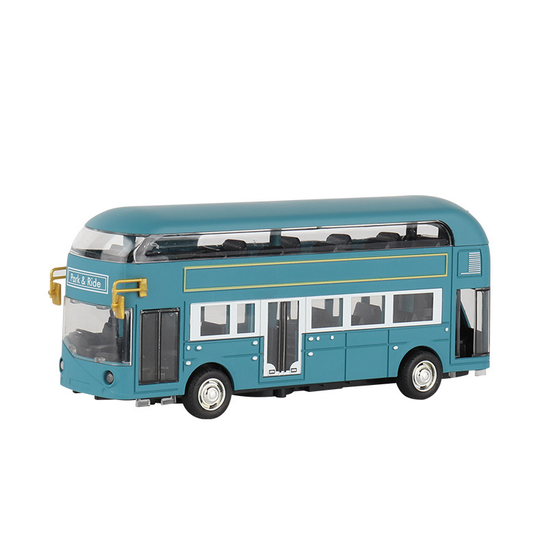 Electric Metal Diecast Model Kids Mini City School Pull Back Bus Toy Set with Activity light and Sound