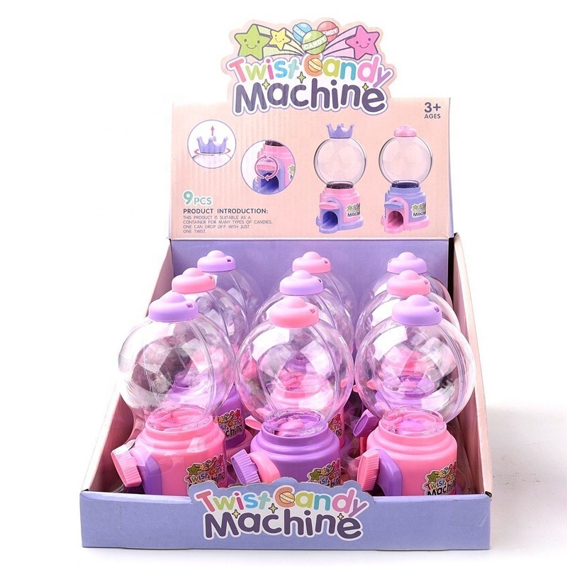 9PCS Hot Plastic Crown Round Candy Jar Mini Popcorn Vending Machine Gumball Dispenser Easter Candy Toys For Wholesale