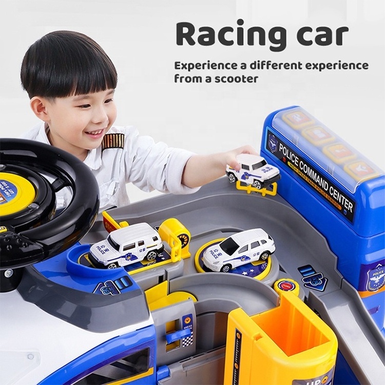 2 IN 1 Electric Battery Power Six Wheels High Speed Train Rail Police Car Adventure Children Kids Slide Ride on Car