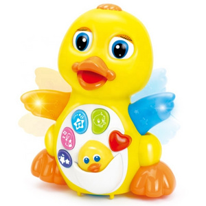 Samtoy Hot Sale Electric Universal Yellow Duck Baby Musical Swing Dancing Duck Toy with Light Music