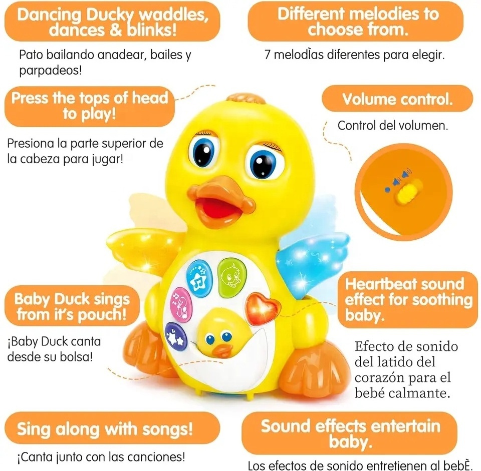 Samtoy Hot Sale Electric Universal Yellow Duck Baby Musical Swing Dancing Duck Toy with Light Music