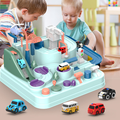 Samtoy 26CM 6 Button Educational Adventure Tracks Brain Game Kids Race Track Toys Car Adventure Toy with 4 Mini Cars