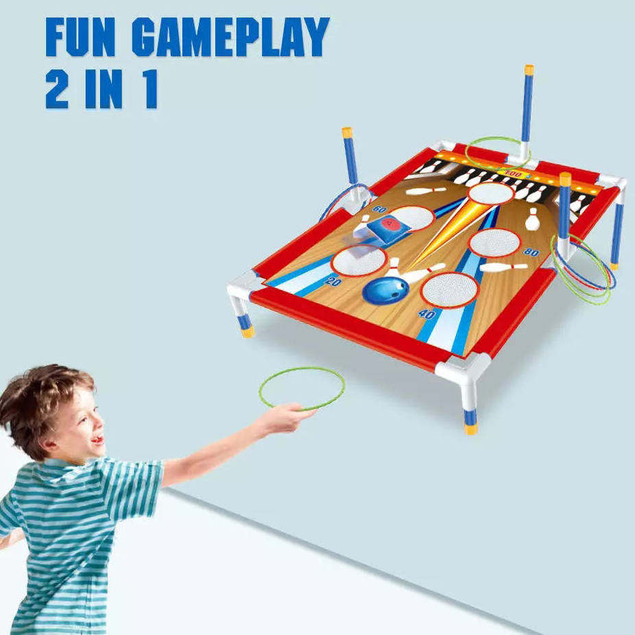 Samtoy IndoorOutdoor Play Game Toy Custom Bowling Game Rack Toy Garden Throwing Ring Sport Toys 2 In 1 Bean Bag Toss Game Board