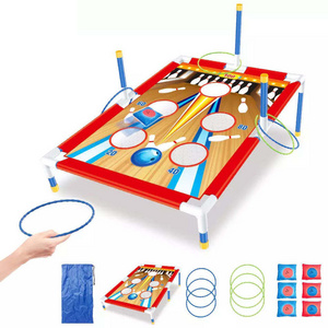 Samtoy IndoorOutdoor Play Game Toy Custom Bowling Game Rack Toy Garden Throwing Ring Sport Toys 2 In 1 Bean Bag Toss Game Board