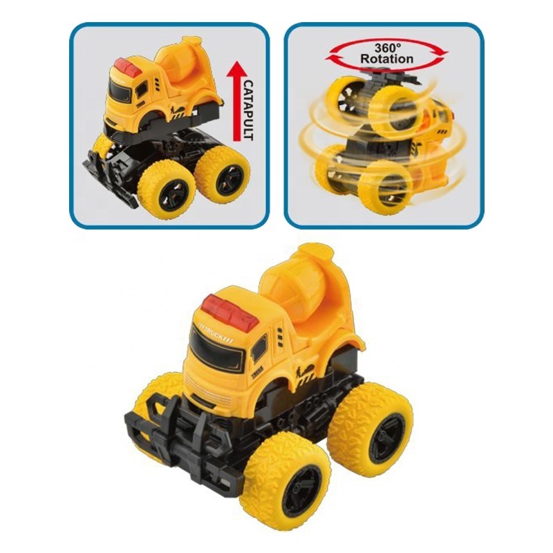 Samtoy Kids 4PCS Deformation 360 Rotation Excavator Friction Diecast Toy Vehicles Truck Toy Set for Boys