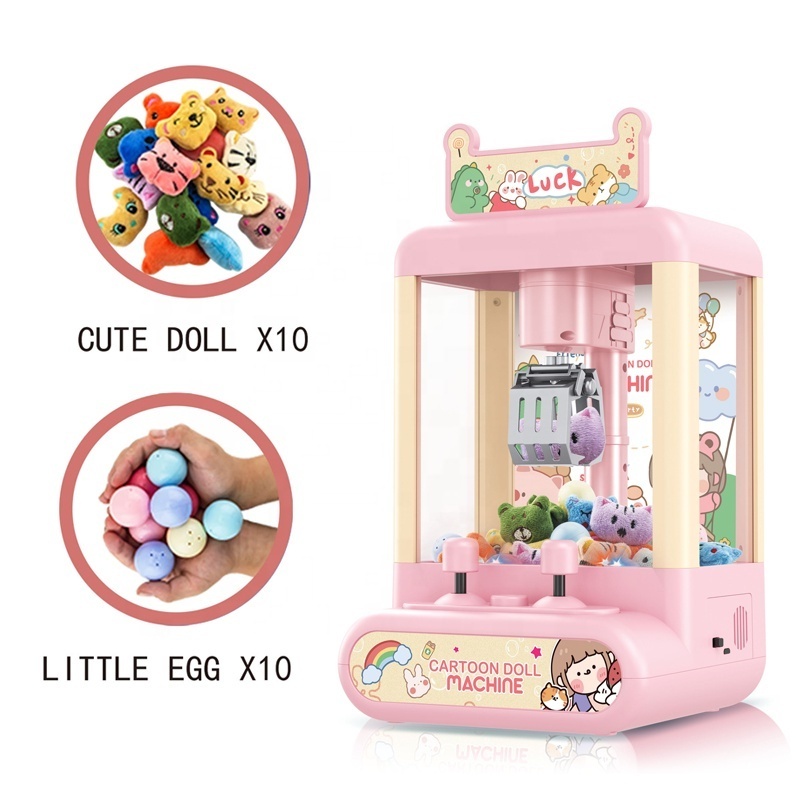 Samtoy Electric Plush Toys Coin Operated Vending Crane Game Candy Grabber Mini Claw Machine for Kids Gifts