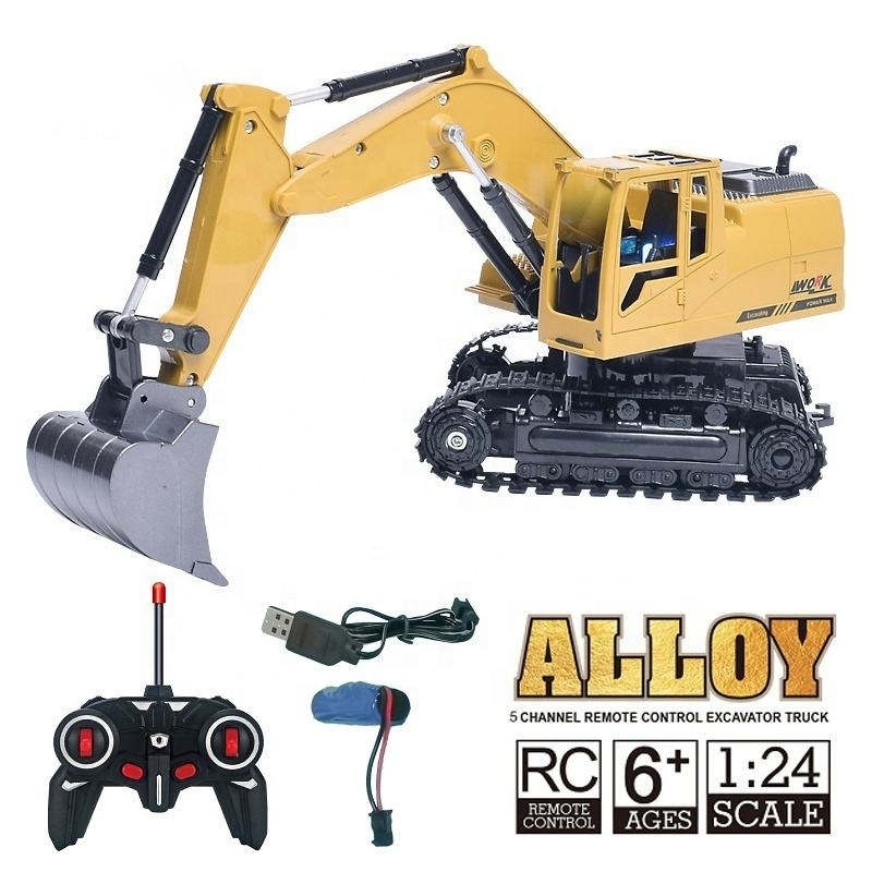 Samtoy 1:24 6CH Electric Alloy Intelligent Truck RC Construction Vehicle RC Toy Remote Control Excavator for Kids