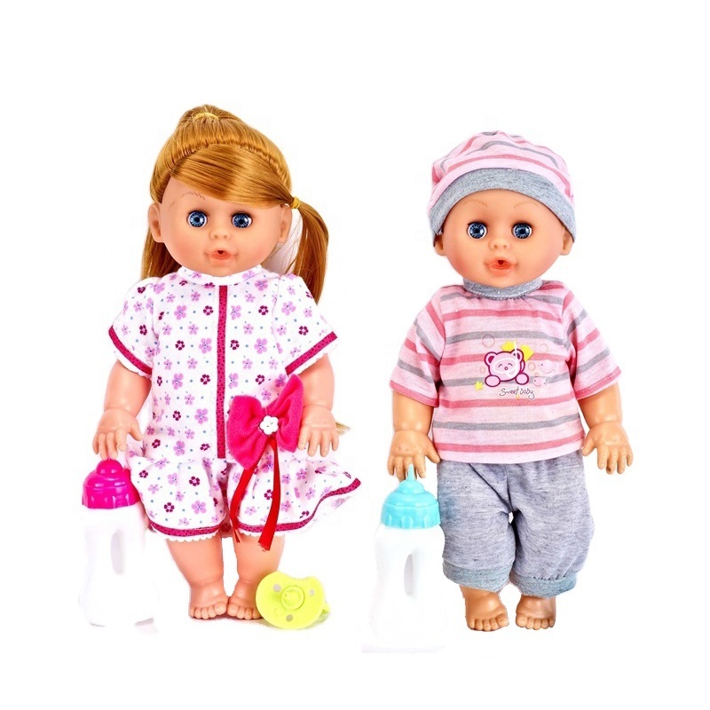 14 Inch 12 Sounds IC Drink Water Pee Baby Doll With Feeding Bottle And Pacifier