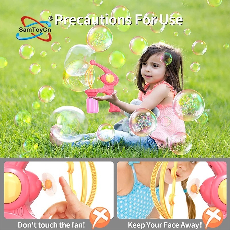 Samtoy Kids Summer Outdoor Electric Automatic Bubble Maker Blower Toys Blaster Gun Bubble Machine Gun with Bubble Solution