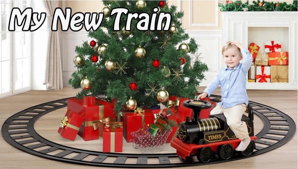 Battery powered Six Wheel Baby Electric Christmas Ride On Train Plastic Big Size Children Kids Ride On Car with Rail Track