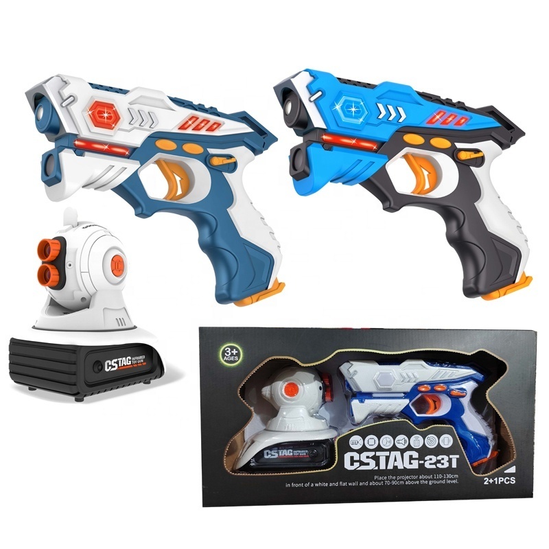 Samtoy Novelty Induction Infrared Laser Gun AR Toy Gun Double Shooting Gun with Projector and 3pcs Monster Projection Slide