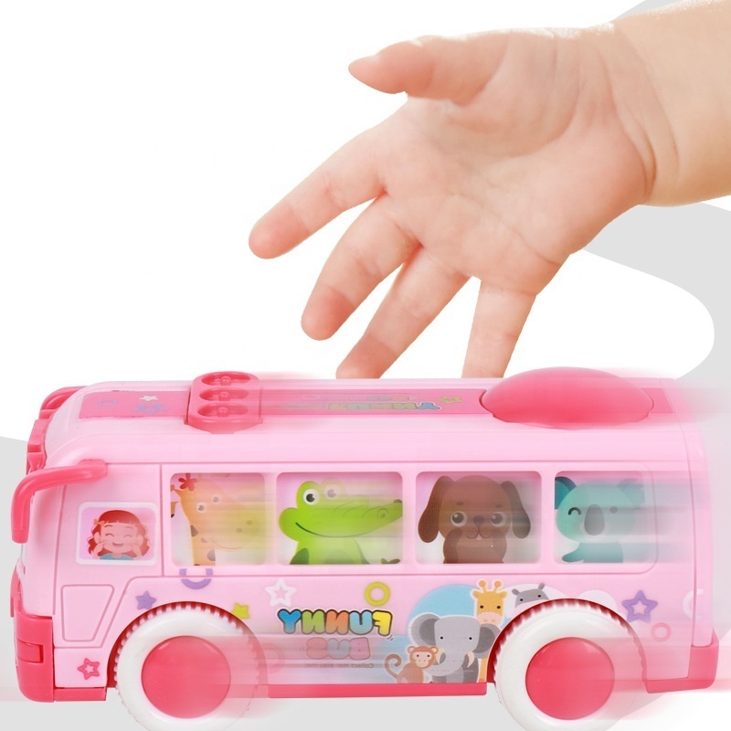 Samtoy Kids 3PCS Plastic Cartoon Cute Bus Friction Power Pull Back Small Toy Car for Children