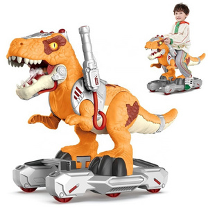 Samtoy Electric Animal Spraying Smoke Dinosaur Roaring Sound Kids Big Size Sliding Ride On Dinosaur Scooter with Music and Light