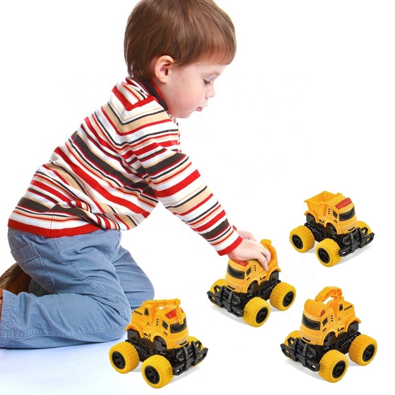 Samtoy Kids 4PCS Deformation 360 Rotation Excavator Friction Diecast Toy Vehicles Truck Toy Set for Boys