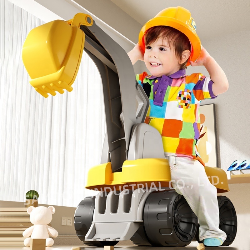 Samtoy Indoor Outdoor Steerable Arm Sliding Car Engineering Construction Vehicle Toy Excavator Children Toys For Kids Ride On