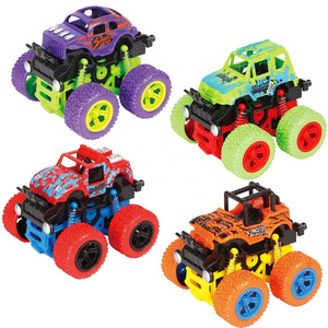 Four Models Big Off Road Kids Plastic Inertia Friction Power Truck Car Double Friction Power Stunt Toys with 4 Colors