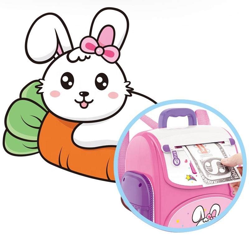 Electronic Password Lock Fingerprint Animal Rabbit Plastic Backpack Digital Piggy Bank Coin Box ATM Savings Money Bank for Kids