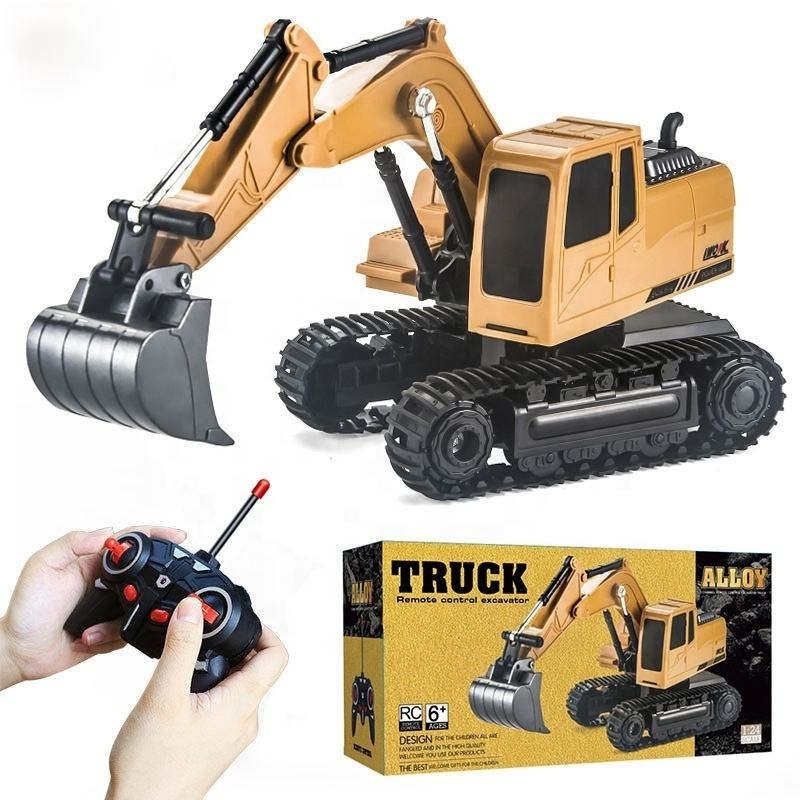 Samtoy 1:24 6CH Electric Alloy Intelligent Truck RC Construction Vehicle RC Toy Remote Control Excavator for Kids