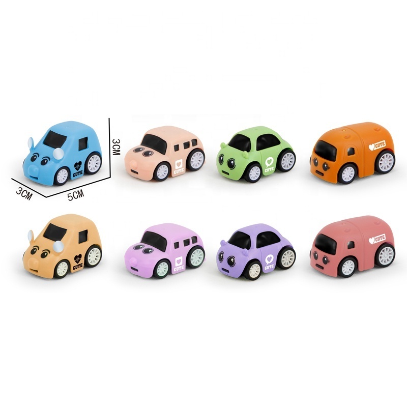 Samtoy 8PCS Wholesale Baby Cartoon Plastic Friction Toy Vehicle Diecast Small Mini Toy Car for Kids