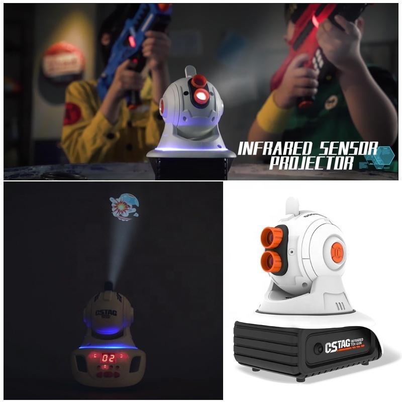 Samtoy Novelty Induction Infrared Laser Gun AR Toy Gun Double Shooting Gun with Projector and 3pcs Monster Projection Slide