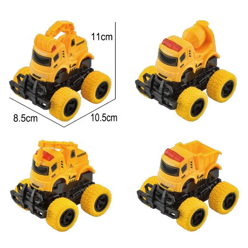 Samtoy Kids 4PCS Deformation 360 Rotation Excavator Friction Diecast Toy Vehicles Truck Toy Set for Boys