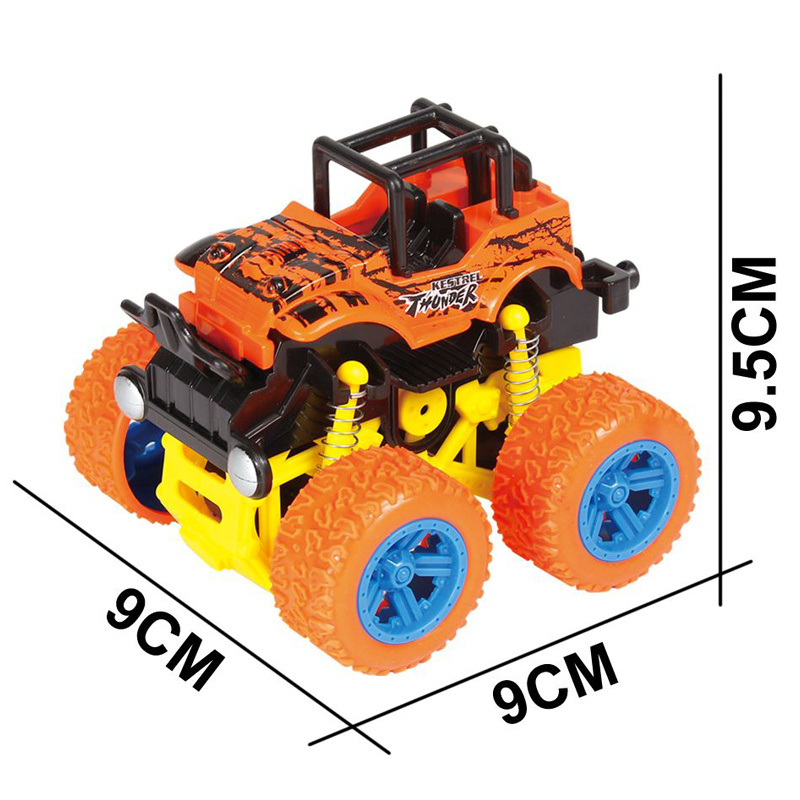 Four Models Big Off Road Kids Plastic Inertia Friction Power Truck Car Double Friction Power Stunt Toys with 4 Colors