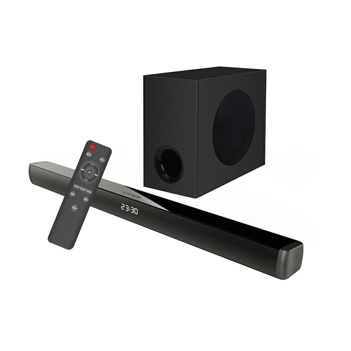 Samtronic  2.1CH Sound Bar System Subwoofer BT V5.1 Home Theater Wireless Soundbar For Smart Tv with wireless subwoofer