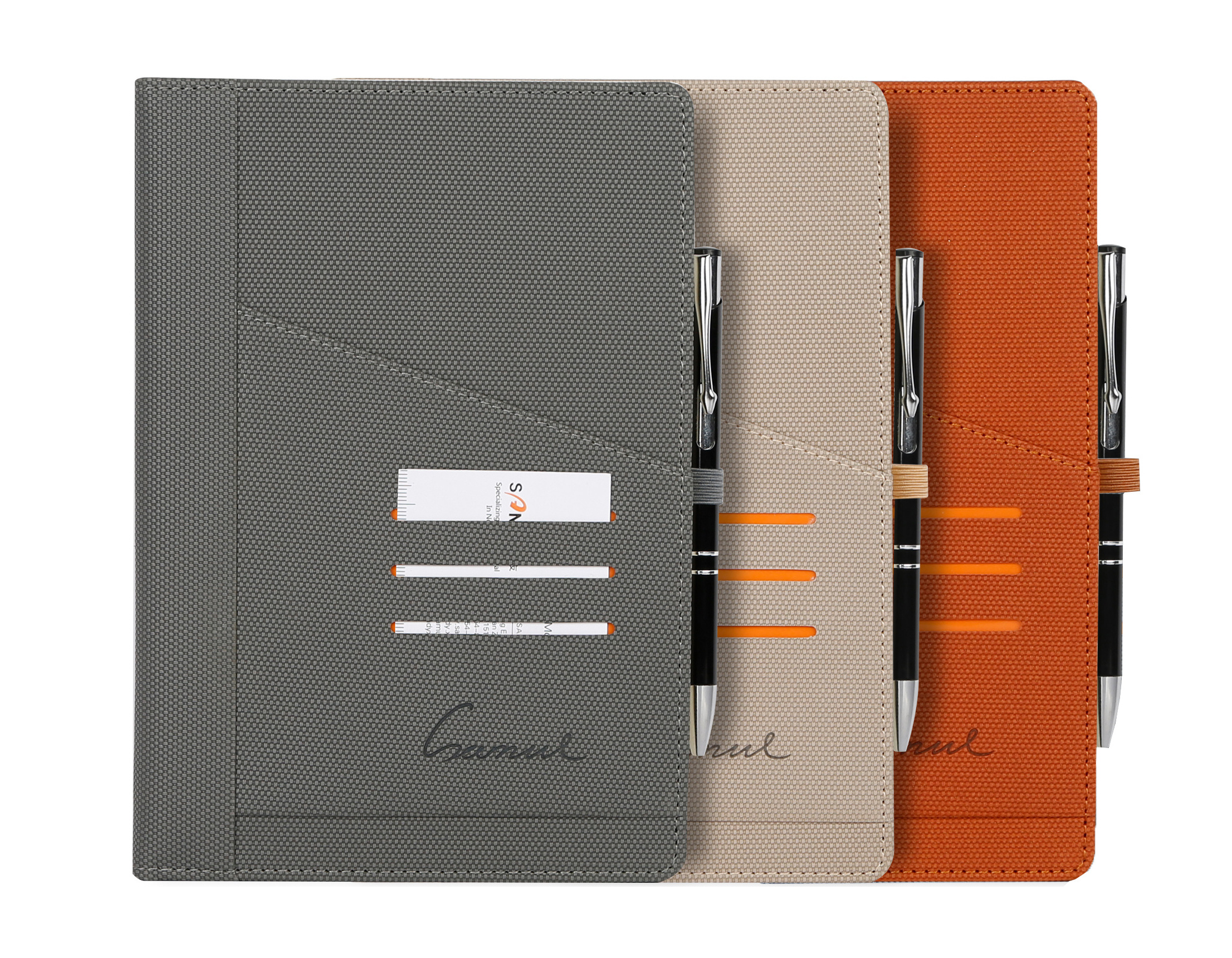 A5 Beige Wholesale Custom Pu Leather Notebook Journal With Front Pocket And Logo Diary Notepad