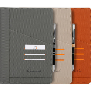 A5 Beige Wholesale Custom Pu Leather Notebook Journal With Front Pocket And Logo Diary Notepad