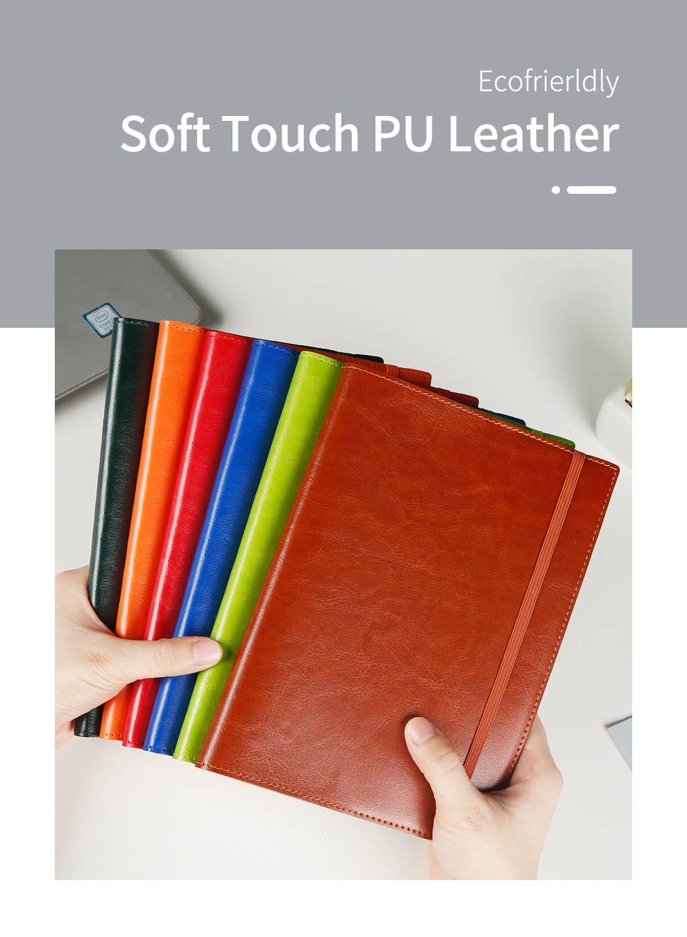 A5 Soft Cover Leather Notebook paper and pen with elastic pen holder journal 80 sheets china manufacturer