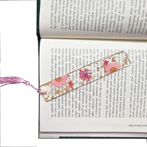 custom design dried pressed flower resin bookmarks with tassel