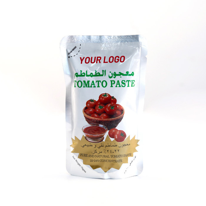 50g Customized Organic Tomato Paste Double Concentrated and Packaged in Sachet or Bulk Bottle Bag