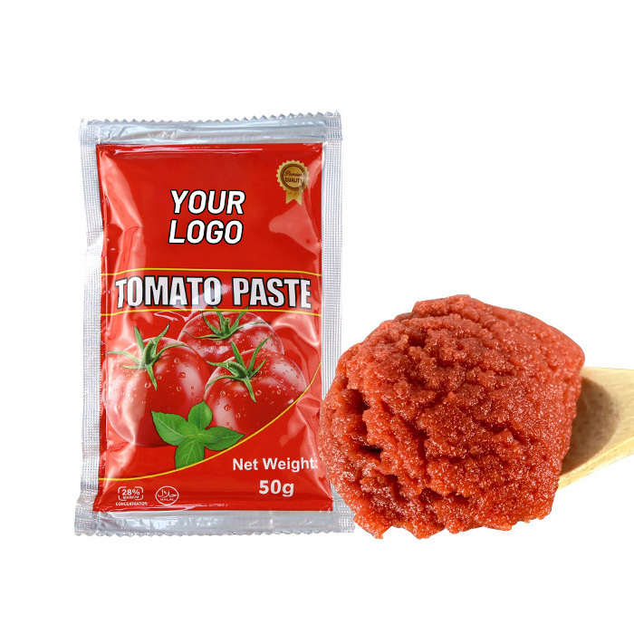 50g Customized Organic Tomato Paste Double Concentrated and Packaged in Sachet or Bulk Bottle Bag