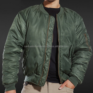 MA1 Pilot Fly Tactical Bomber Jacket Satin Embroidery Bomber Jackets Green Flight Bomber Jacket For Men