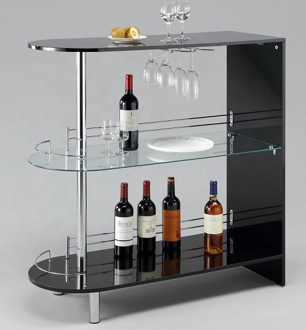 Versatile Bar Table with Built-in Storage Shelf: Organize and Display Your Essentials