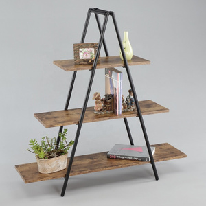 A Shape Metal Frame Display Book Shelf with Wood Boards