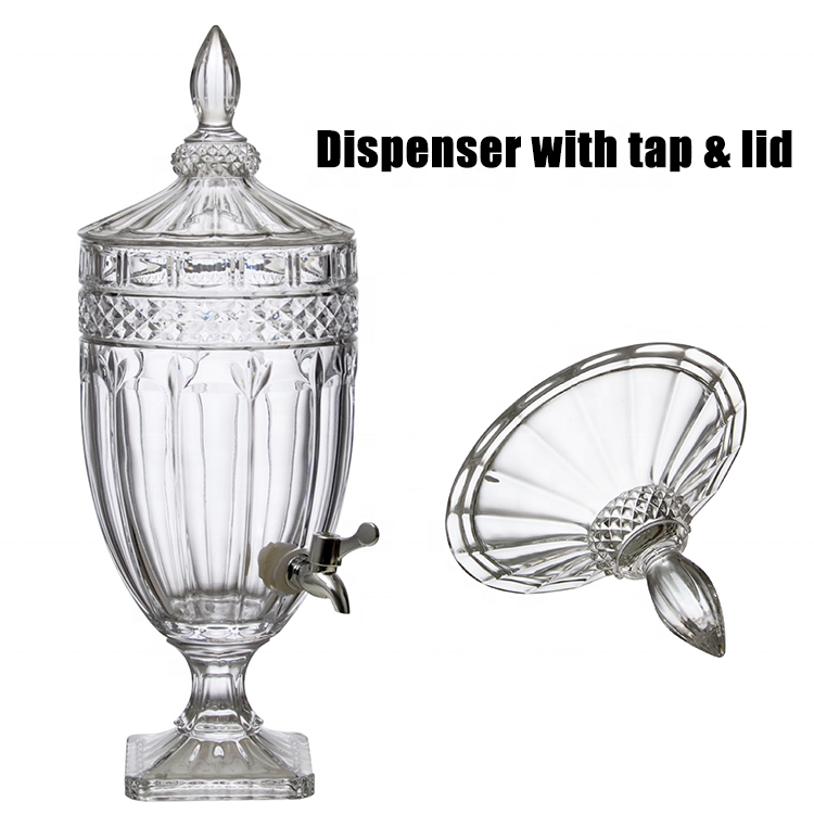 Hot selling glass drink water dispenser with tap for hotel home and restaurant use