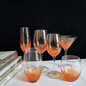 Samyo Top Quality Handmade Colored Bubble glassware Crystal Wine goblet Glasses Wine Glass Set