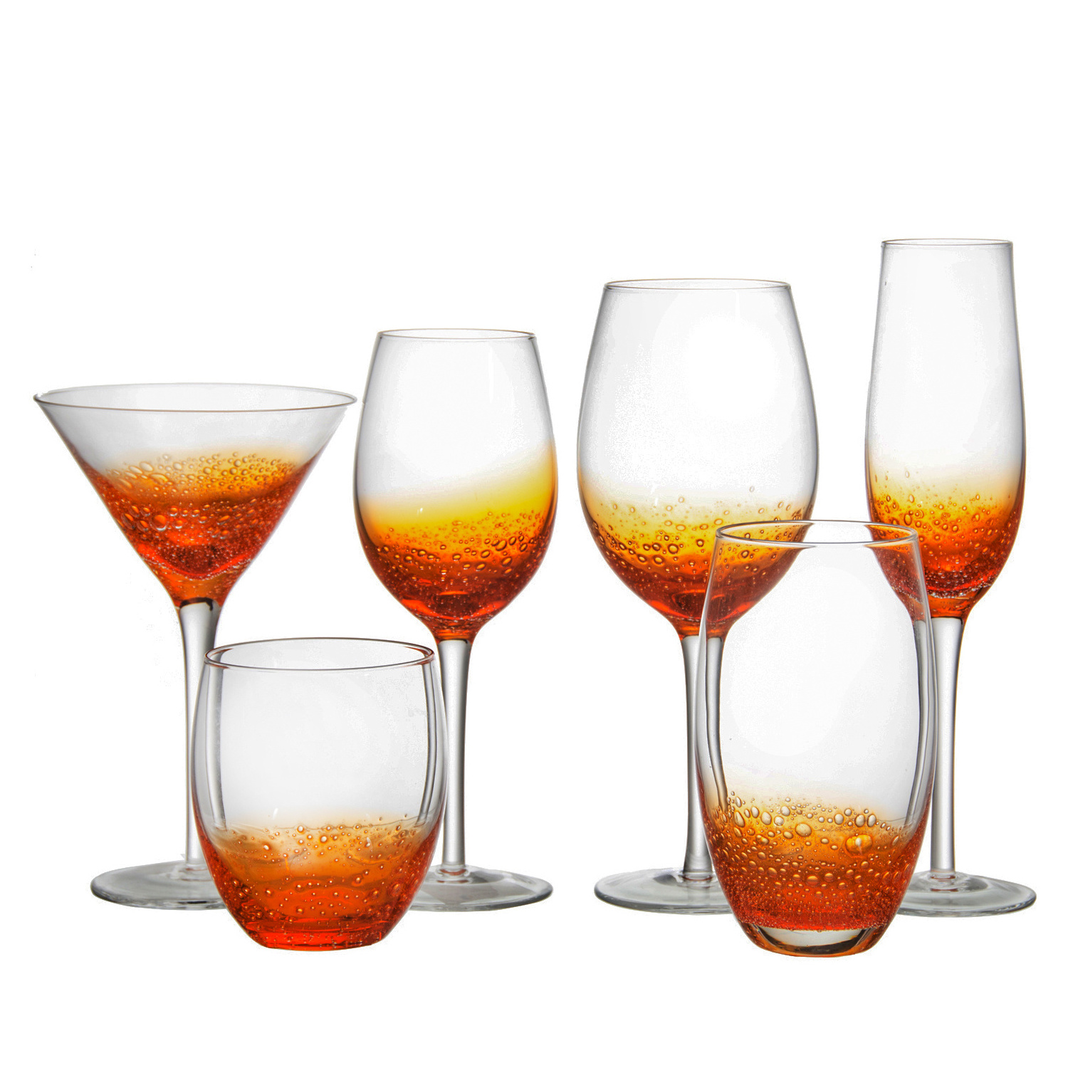 Samyo Top Quality Handmade Colored Bubble glassware Crystal Wine goblet Glasses Wine Glass Set