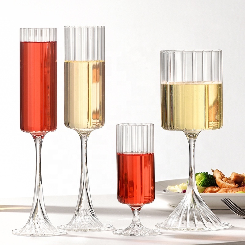 Samyo custom unique novelty square Cylinder green colored Goblet champagne glass red white wine glasses