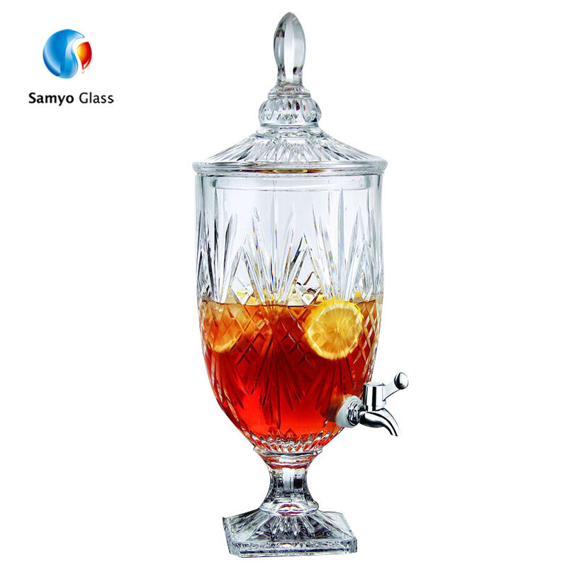 Hot selling glass drink water dispenser with tap for hotel home and restaurant use