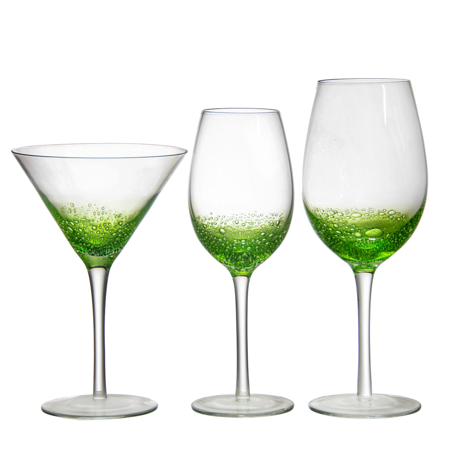 Samyo Top Quality Handmade Colored Bubble glassware Crystal Wine goblet Glasses Wine Glass Set