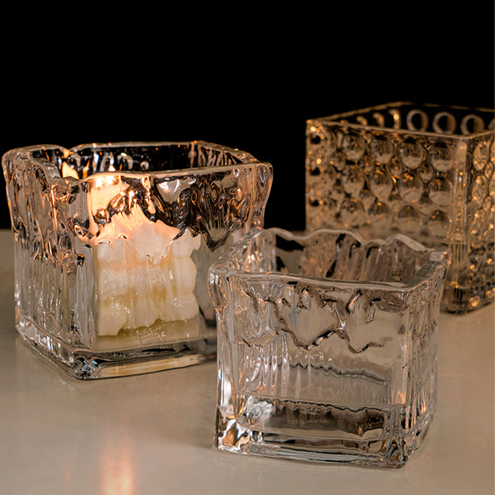 Samyo Wholesale Cheap Blanks Empty Crystal Glass Candle Holders Lanterns Candle Jars