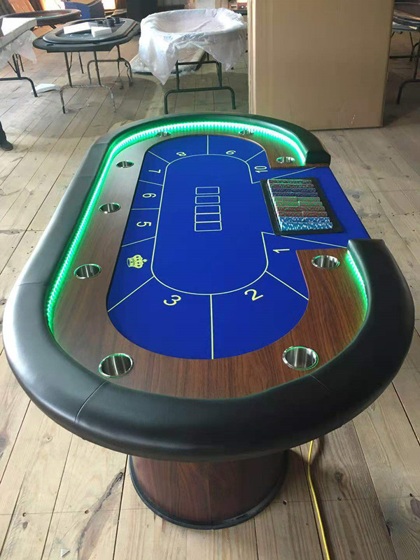 10 Person Texas Hold Em Oval Casino Poker Table Playing Card Table With LED Lamps  Gambling Table