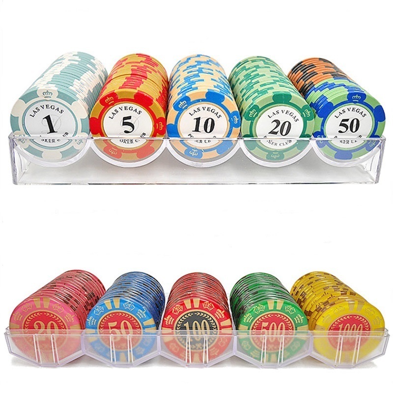 100-200PCS Acrylic Poker Chip Tray/Rack/Box High Quality Transparent Poker Chips Case for Casino