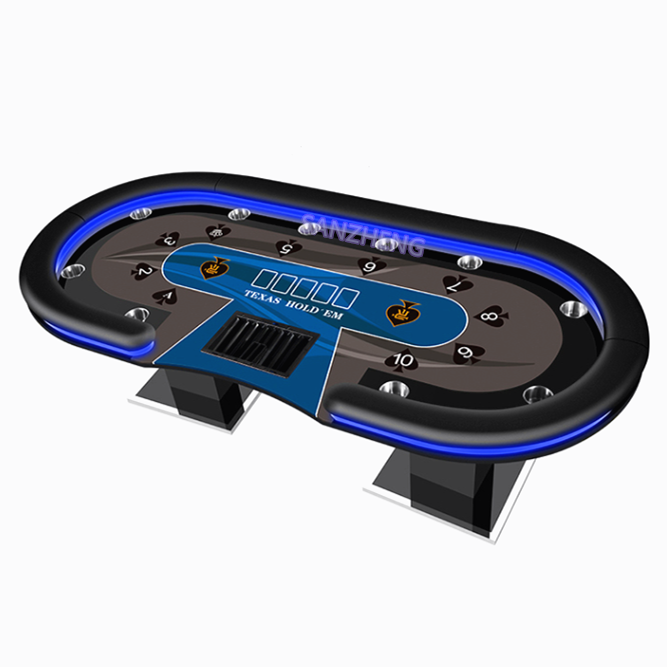 Customized Poker Table Wooden Texas Poker Table with Colorful LED Light for Gambling Table hold Blackjack