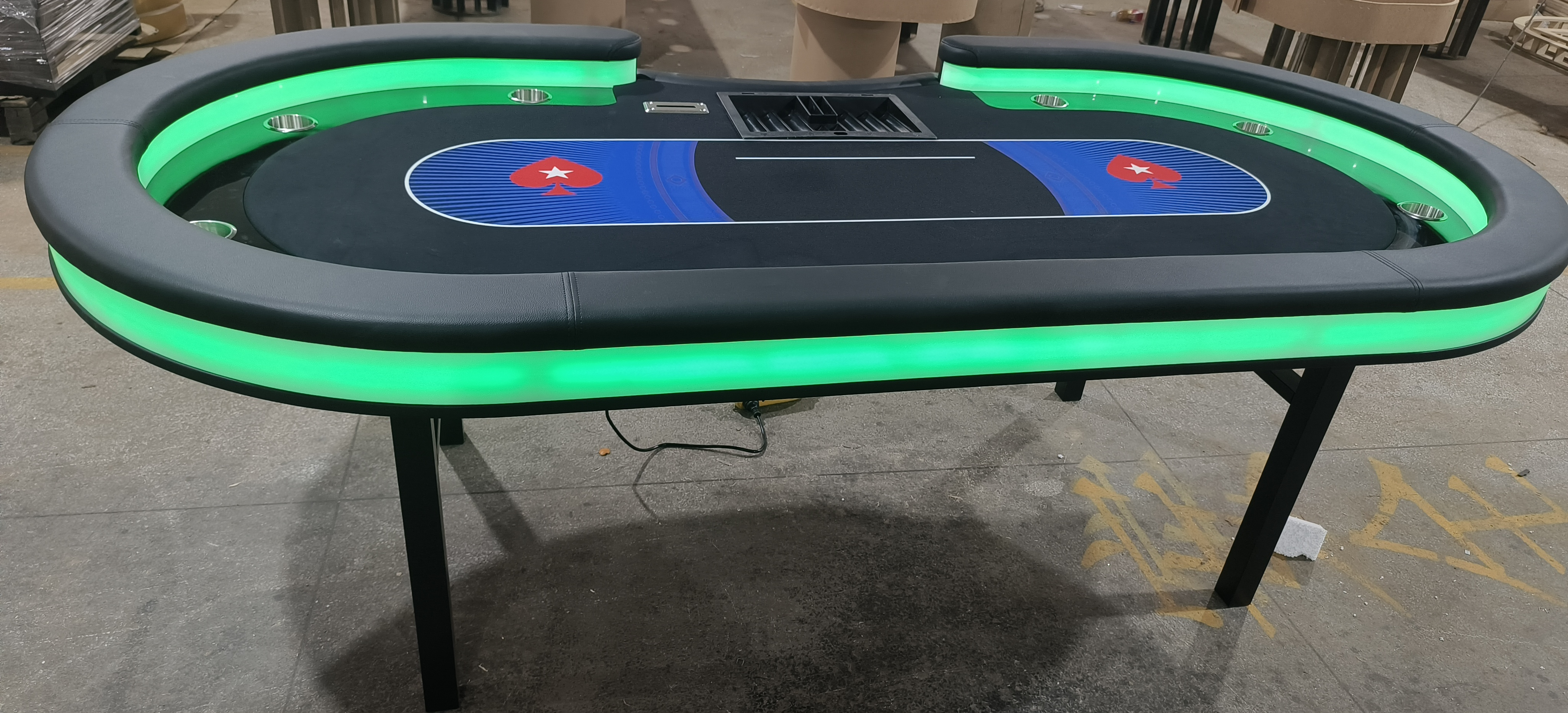 Folding Poker Table Professional Casino Gambling Game Poker Tables Foldable 96 Inch with Led Light