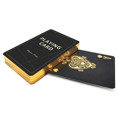 Printer Durable  Cheap Black Golden Custom Logo Print Poker PVC Waterproof Black Plastic Front and Back Playing Cards